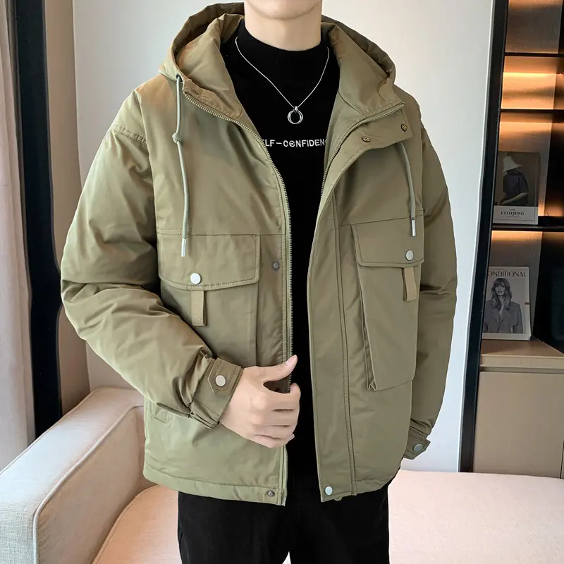 Workwear Hooded Warm Cotton-padded Coat Multi-bag Loose Casual Top