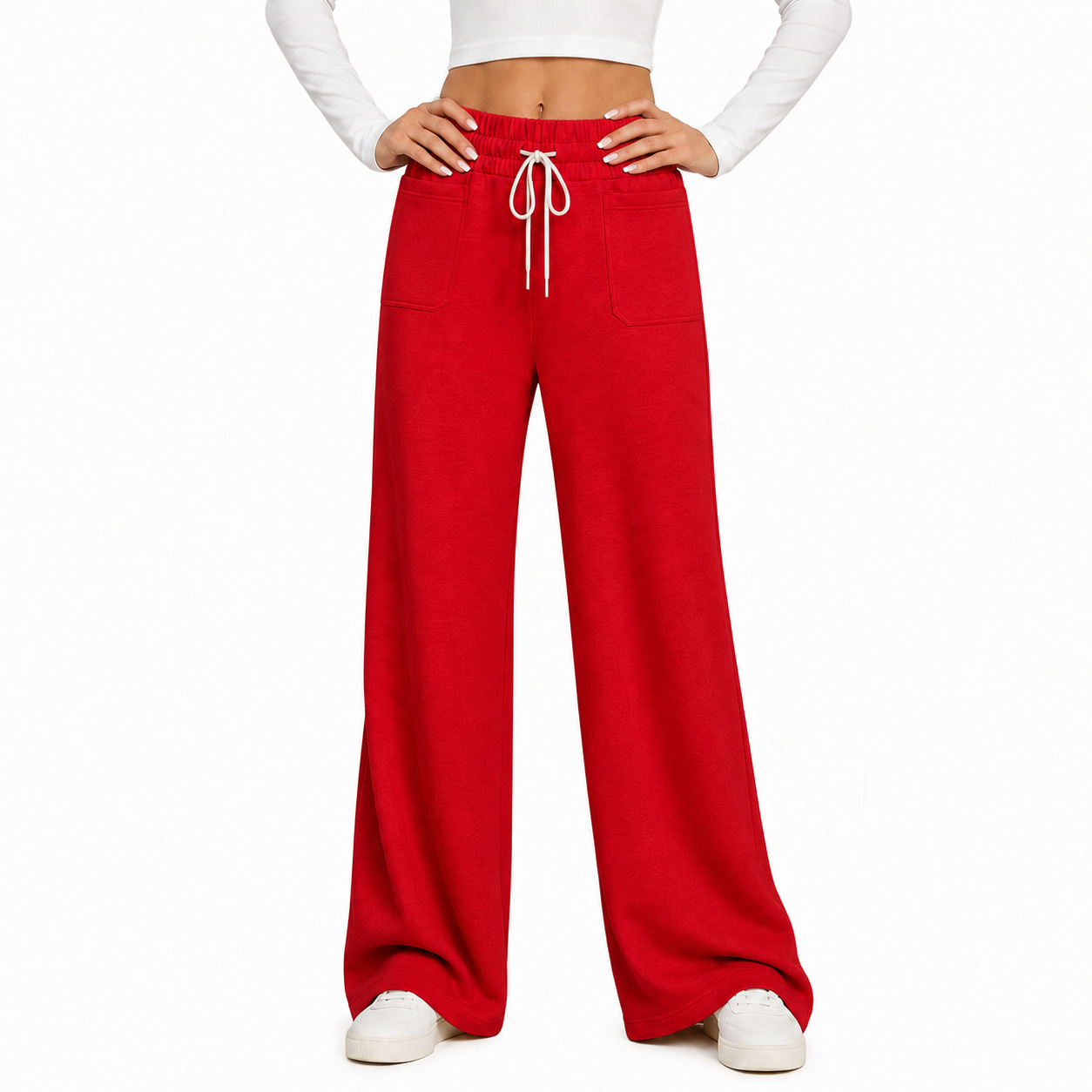 Wide-leg Pants Womens Loose Straight-leg Casual Trousers