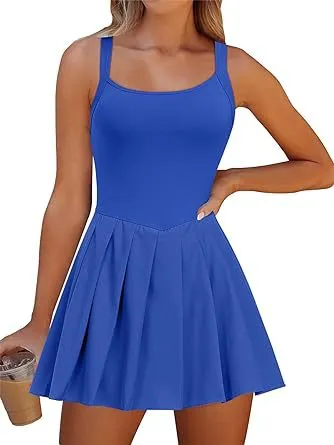 Women's Sleeveless Pleated Tennis Sling Dress Sapphire Blue - Shop at LoveMi