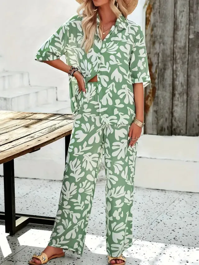 Casual Plant patterned Short sleeve Set Mb01Ml04Zn241031T015 3Xl - Shop at LoveMi
