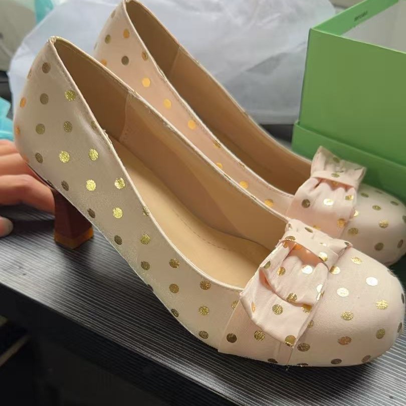 Sweet Polka-dot Round-toe Comfortable Chunky-heeled High Heels