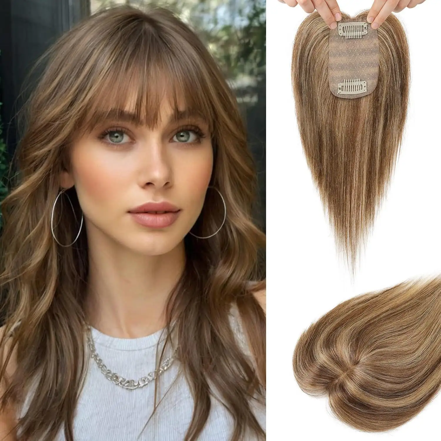 Golden Synthetic Wig With A Realistic Scalp