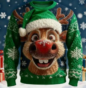 New 3D Printed Unisex Christmas Eve Round Neck Printed Sweatshirt Green - Shop at LoveMi