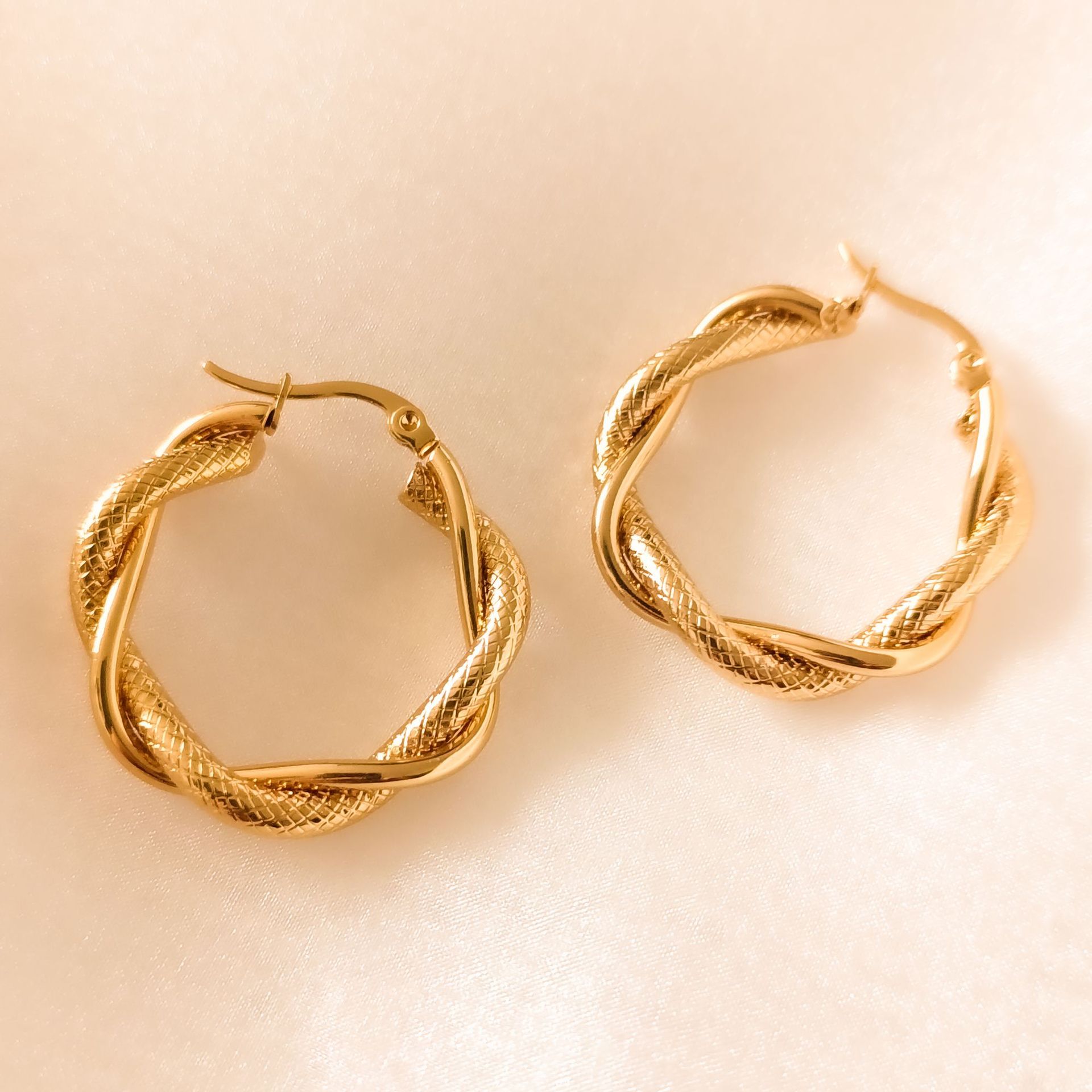 Elegant Large Hoop Earrings Titanium Steel New