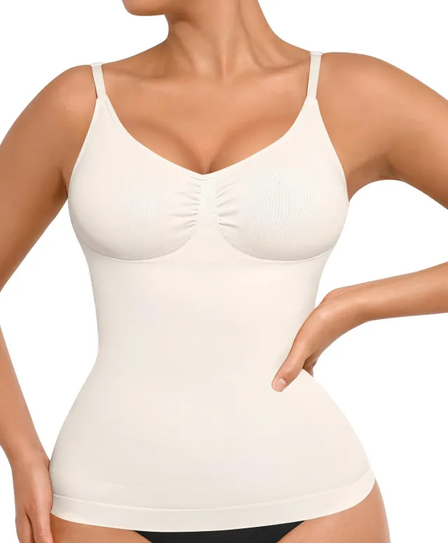 Women's Body Shaping Belly Contraction Top Slim Seamless High Elastic Camisole Peplum Top White - Shop at LoveMi