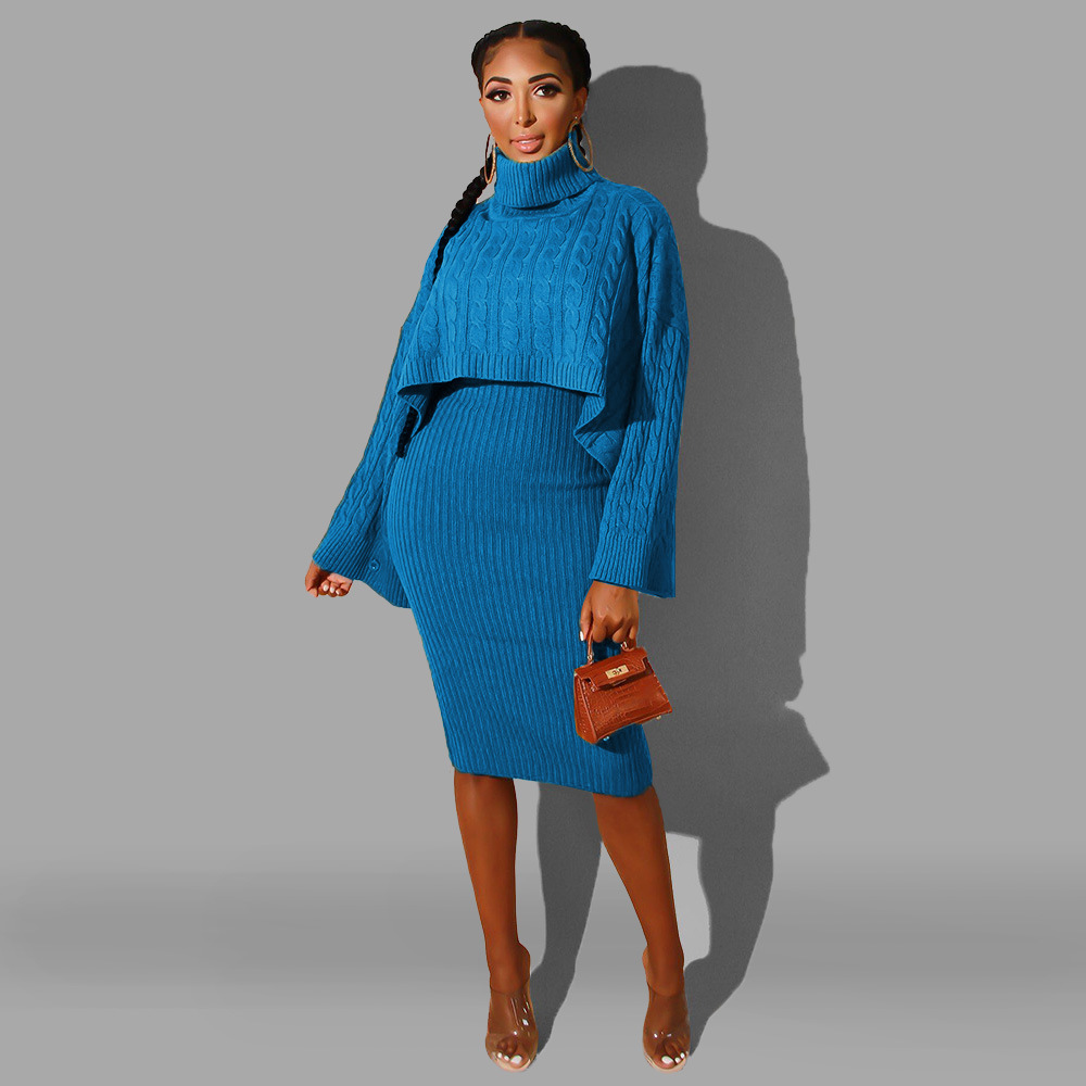 Turtleneck Sweaters Dress Two-piece Suit