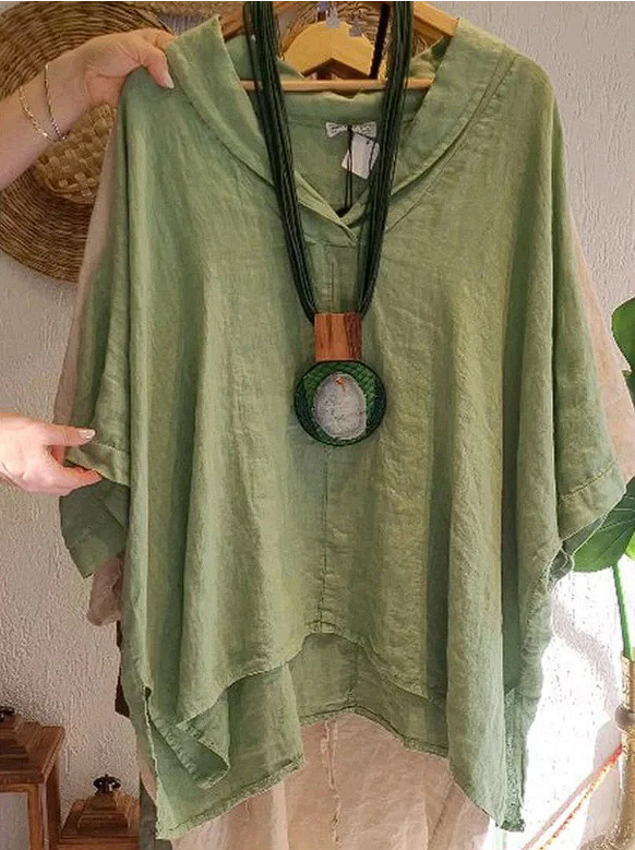 Womens Fashionable Casual Cotton-Linen Loose Shirt