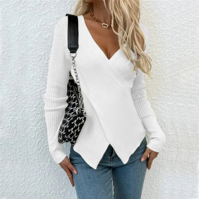 Irregular Cross Sweater Women's Top White - Shop at LoveMi