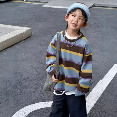 Loose Top Boys' Clothes Stripes