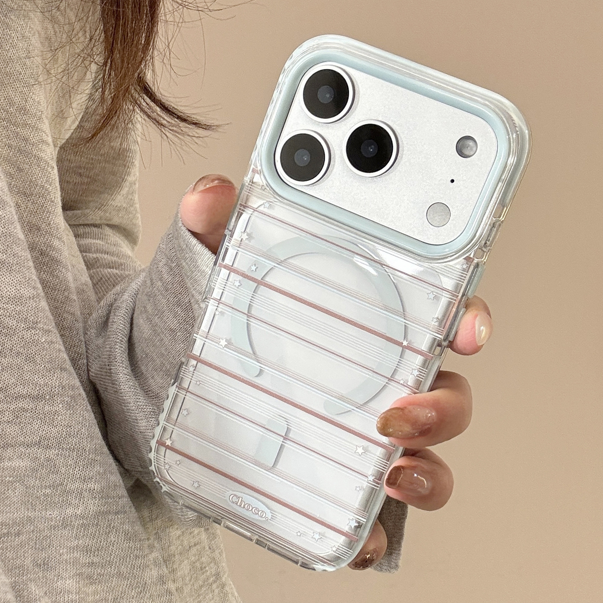 Loving Magnetic Suction Bracket Phone Case In Blue And Brown With A Bow Design