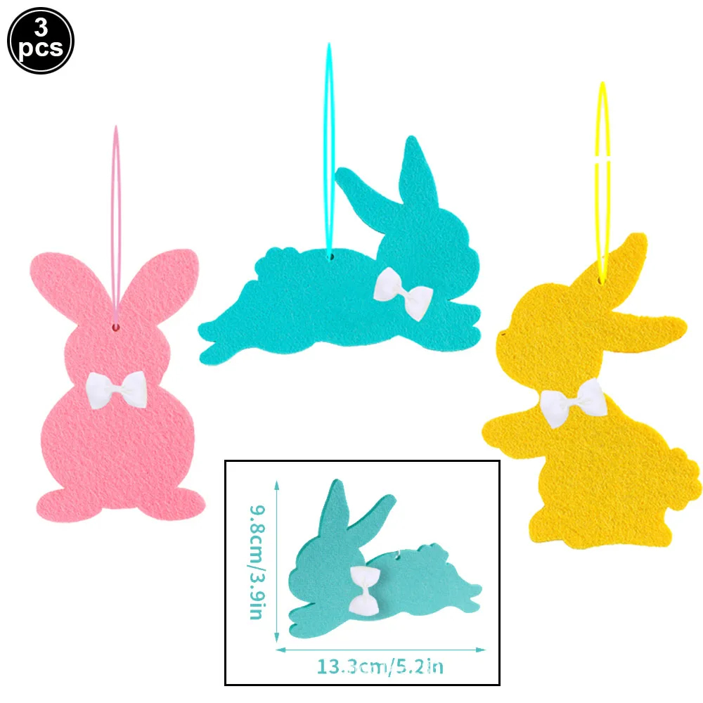 Rabbit Felt Pendant 3 Pieces