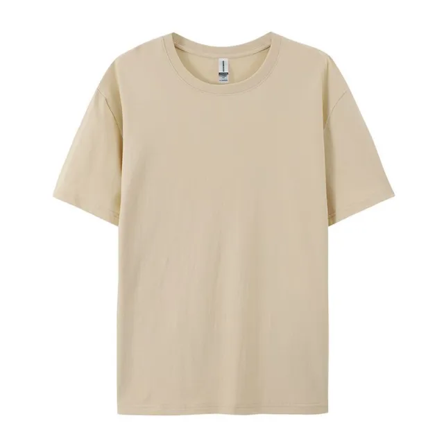 Xinjiang Cotton Breathable Round Neck Short sleeved T shirt Sand Color - Shop at LoveMi