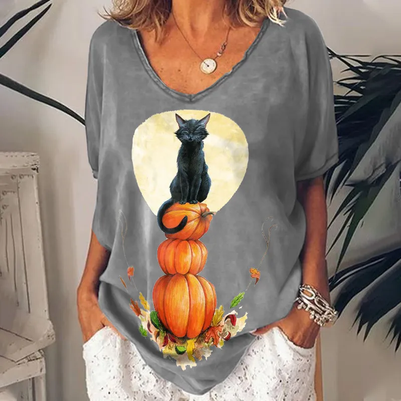 Fashionable 3D Printed Loose Short-sleeved Top For Women - Jl2281610-5Xl