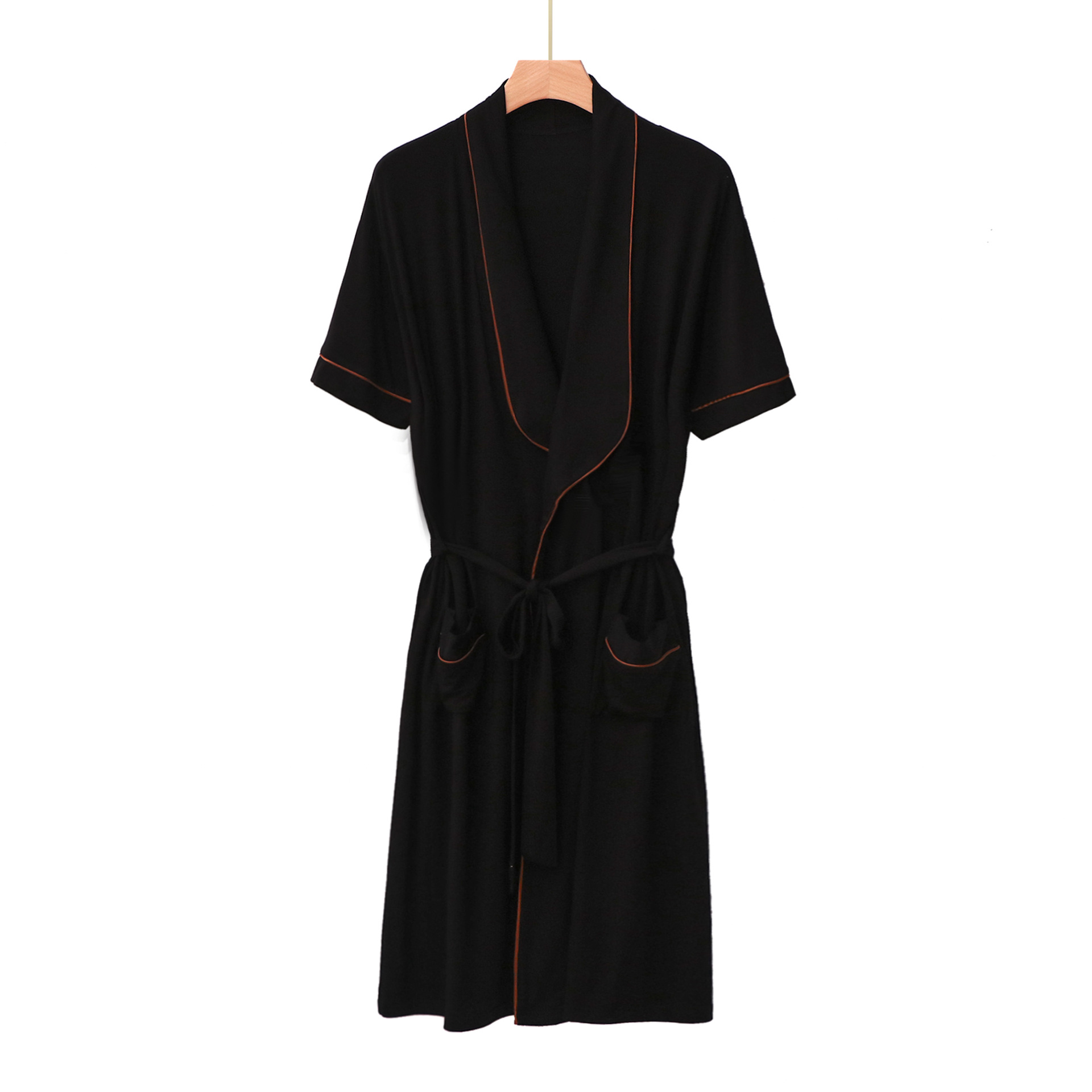 Mens Short-sleeved Draping Pajama Bathrobe