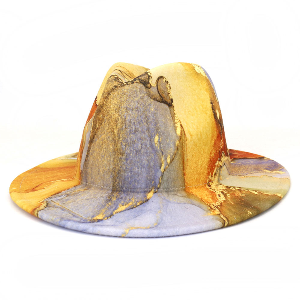 New Digital Printing Woolen Big Jazz Top Hat Big Pressure Hat
