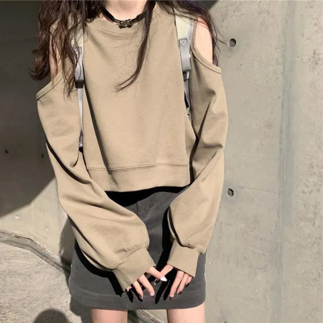 Loose Off the shoulder Women's Top Sweater Coffee - Shop at LoveMi