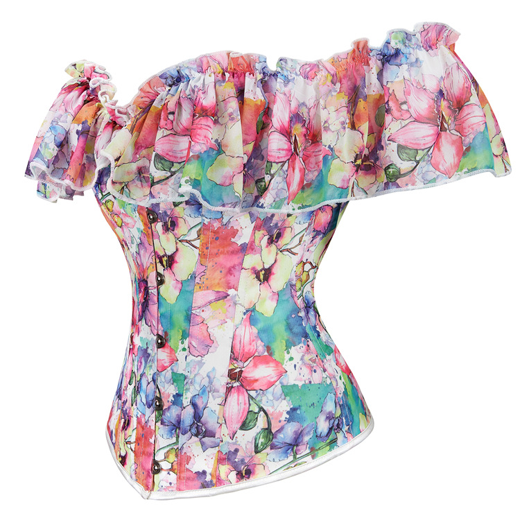 European And American Court Corset Pattern Color Chest Support Body Corset