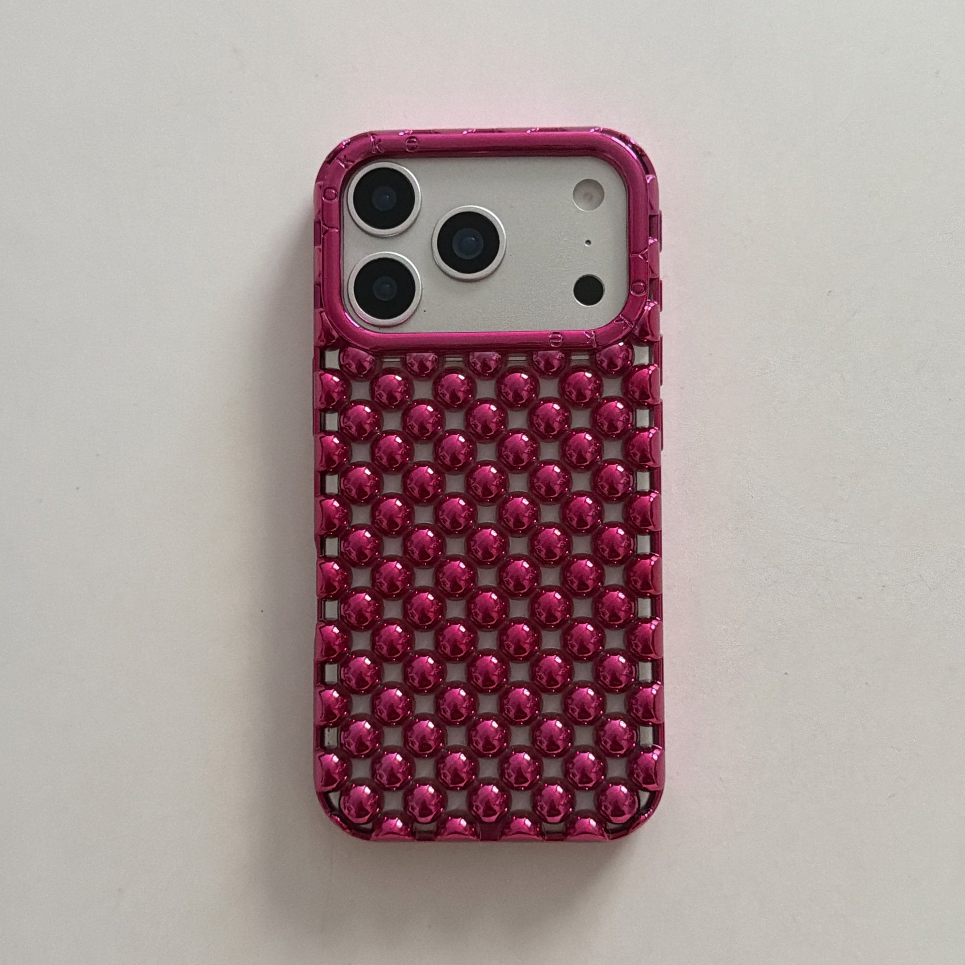 New Electroplated Solid-color Hollow Bead Phone Case