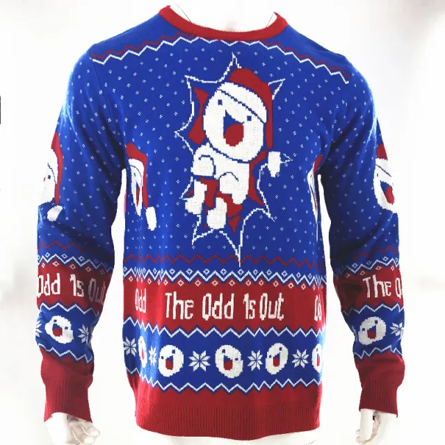 Men's Fashion Casual Long Sleeve Round Neck Christmas Sweater Blue - Shop at LoveMi