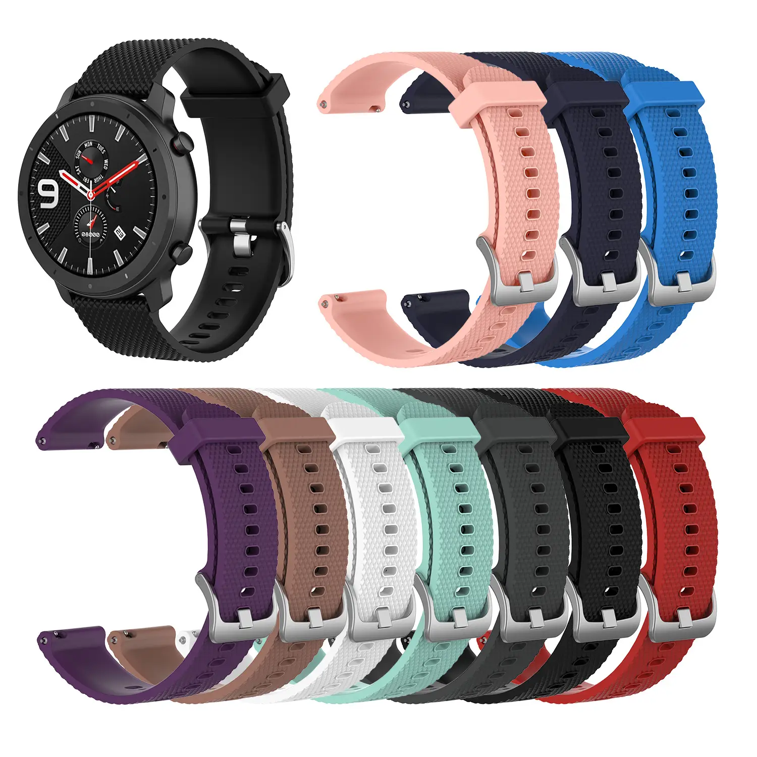 Textured Silicone Steel Buckle Sports Strap