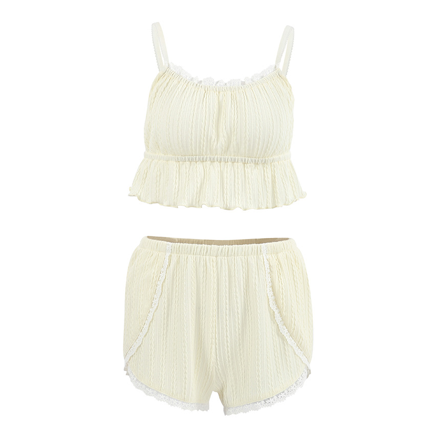 Lace Spaghetti-Strap Vest and Shorts Set