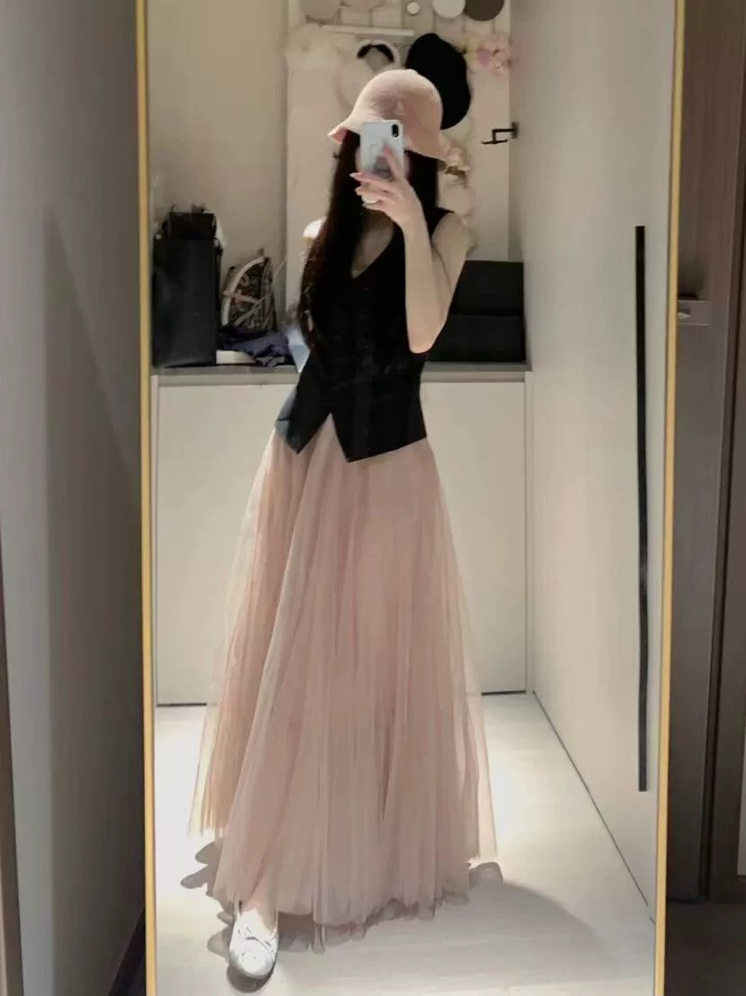 Women's High-waisted Niche Mid-length Mesh Skirt 2