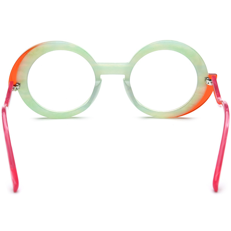 Multi-color Mixed Material Round Eyeglass Frames Unisex