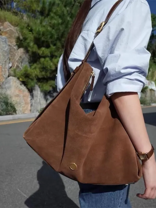 Matte Retro Commuter Tote Handbag Shoulder Bag Brown - Shop at LoveMi