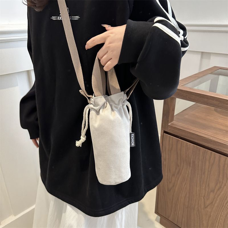 Simple Drawstring Water Bottle Bag Portable Tote Pouch product image