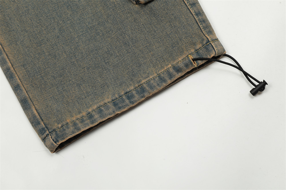 Washed And Worn Denim Overalls Men