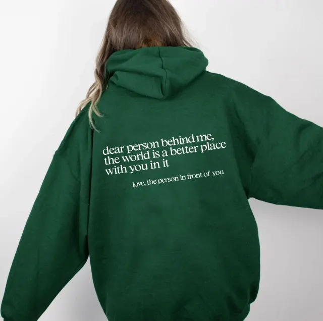 Every Thing Will Be Okay Creative Letter Hoody Female Casual Pocket Hoodie Fashion Loose Clothes Warm Comfortable Pullover Green - Shop at LoveMi