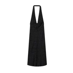 Women's Polka Dot Collar Dress - Black - View 1