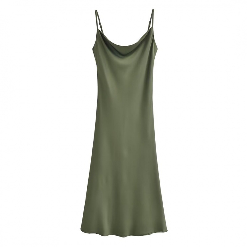 Winter Solid Color Retro Women's Dress Avocado Green - Shop at LoveMi