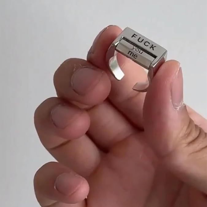 Personality Creative Letters Rotatable Interactive Ring