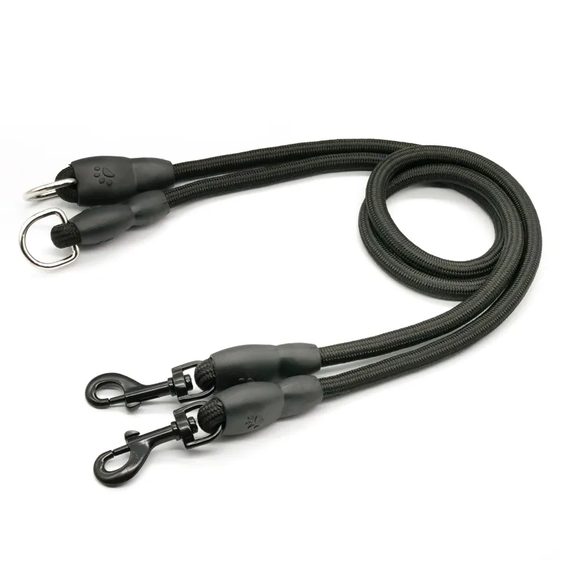 Large, Medium And Small Dogs Removable Two Traction Rope - Black