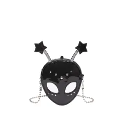 Trend Special-interest Design Shiny Fashion Shoulder Popular Messenger Bag - Black - View 1