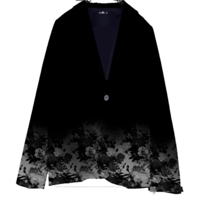 Suit Lapel Button Printed One Button Small Suit Black - Shop at LoveMi