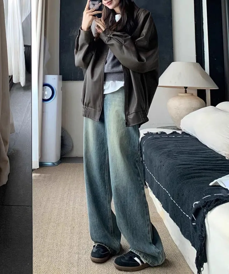 Retro Design Wide Leg Flared Pants - Blue