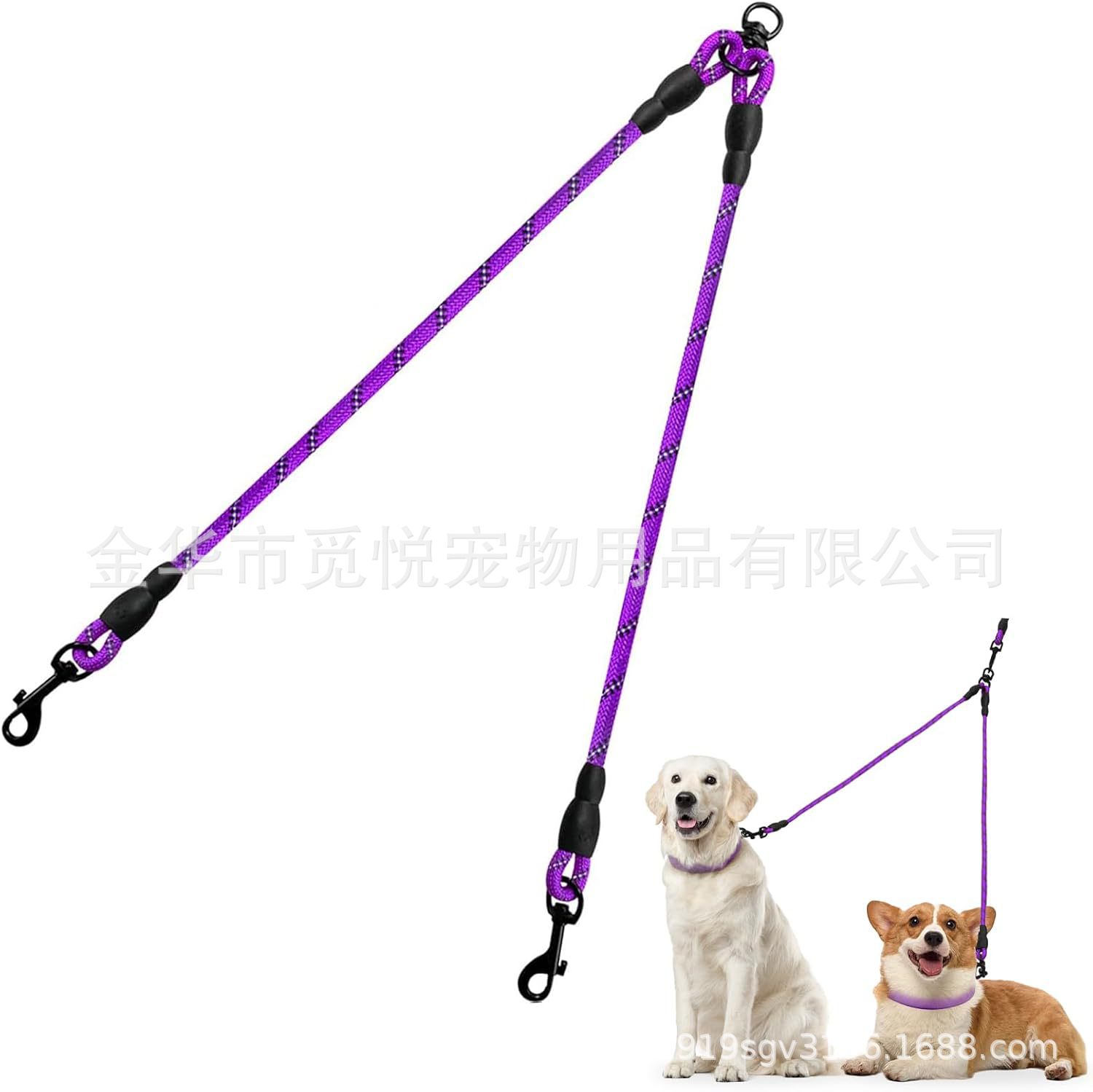 Dual Dog Leash With Tangle-free Design Ideal For Small And Medium-sized Dogs