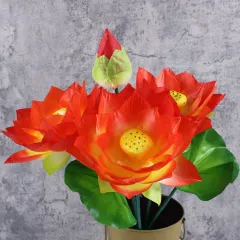 Fake Artificial Lotus Home Living Room Decoration Flowers - Sunset Red - View 1