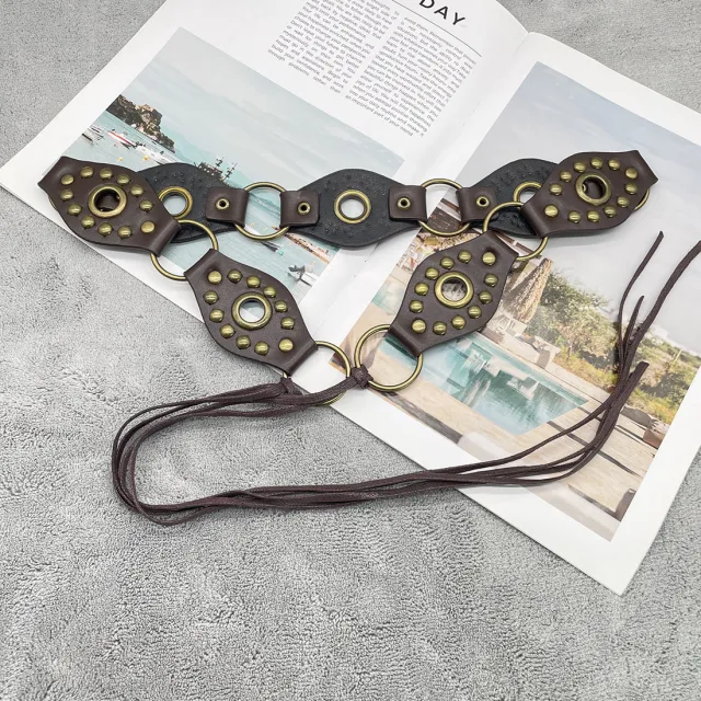 Vintage Flying Ring Design Lace up Belt Dark Coffee Color 210Cm - Shop at LoveMi