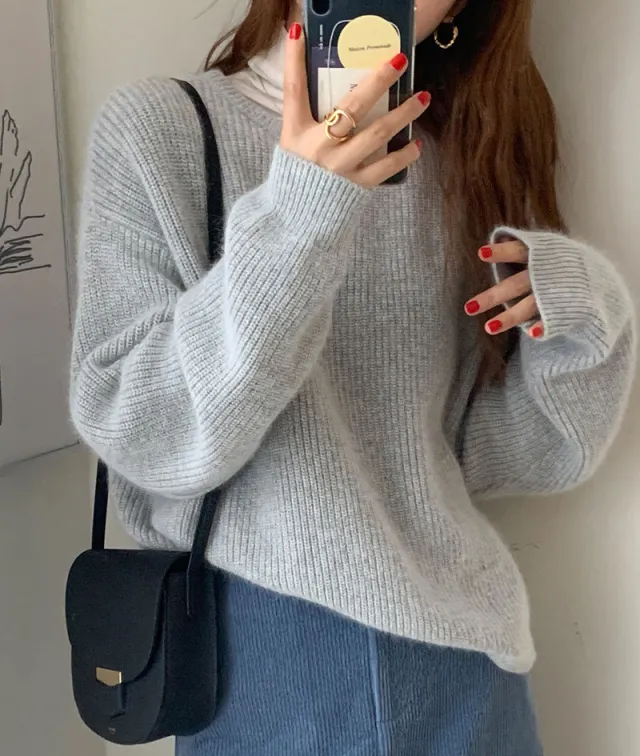 Women's Korean style Autumn And Winter Loose Sweater Gray - Shop at LoveMi