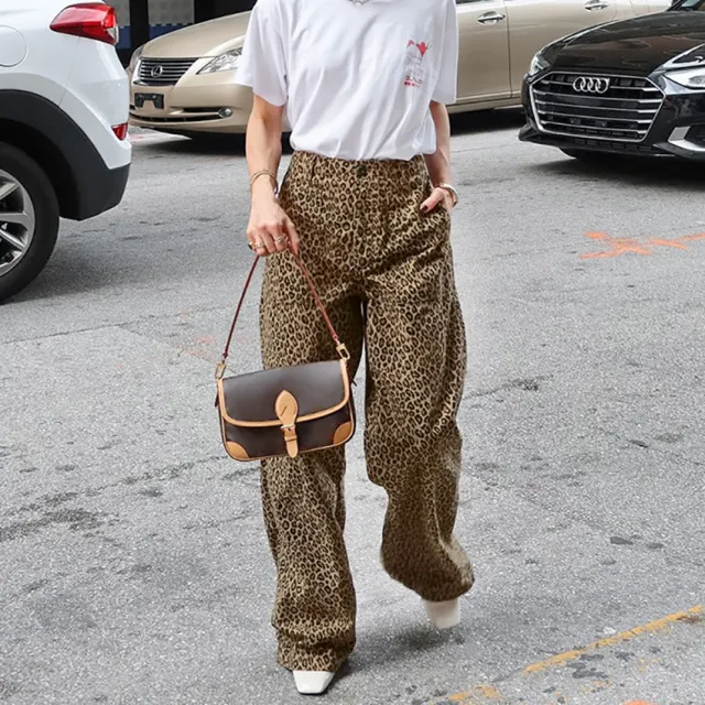 Fashion High Waist Wide Leg Trousers Leopard Print - Shop at LoveMi