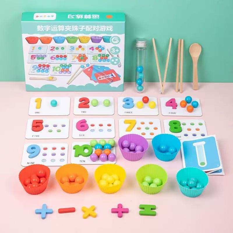Montessori Bead-Picking Math Set