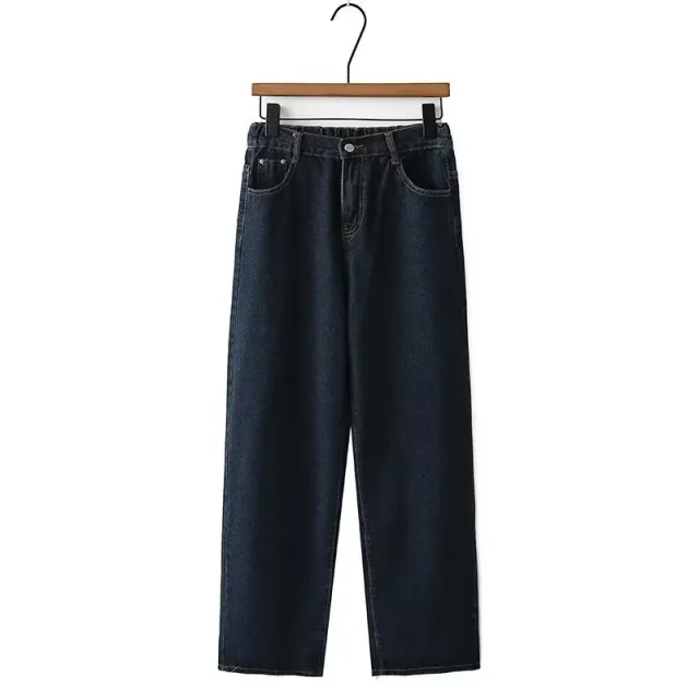 High Waist Slimming Denim Straight leg Pants Loose Blue Gray - Shop at LoveMi