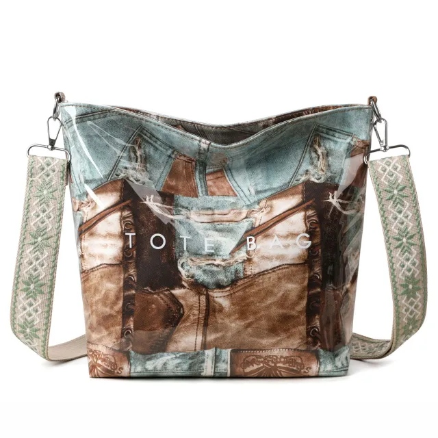 Large Capacity New Retro Patchwork Tote Bag Blue - Shop at LoveMi