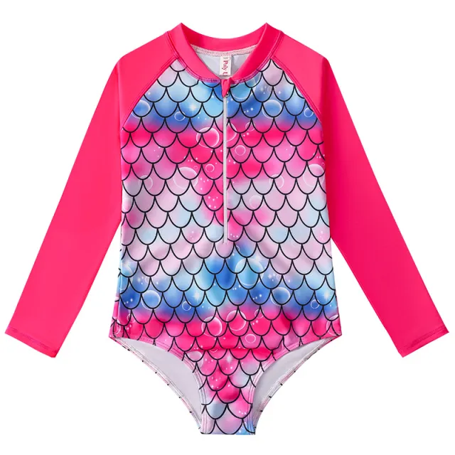 Mermaid Swimsuit Children's One piece Swimsuit Long Sleeve & Girls' Hot Spring Scale Girls' Swimsuit Yy131 140Cm - Shop at LoveMi