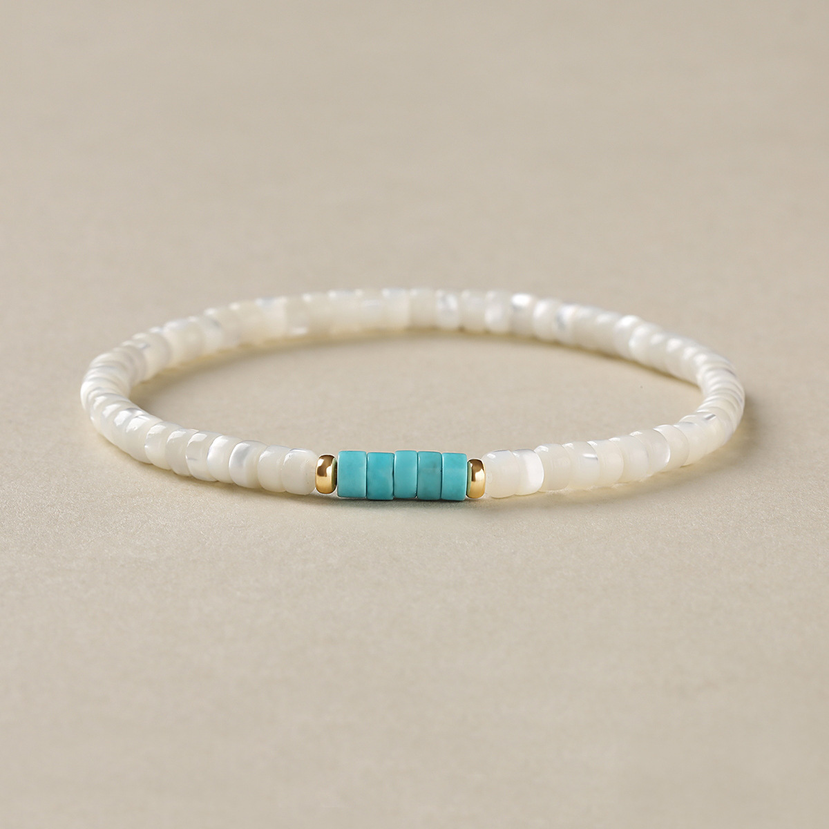 Womens White Shell Bead Bracelet