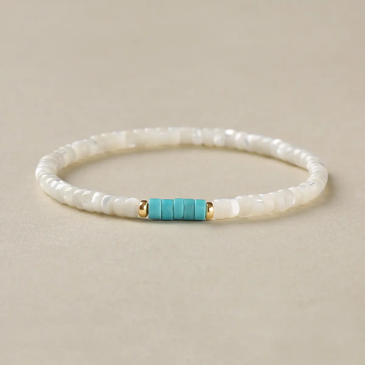 Womens White Shell Bead Bracelet