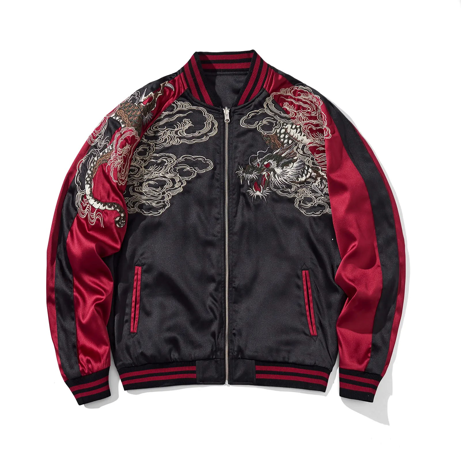 Mens Loose Fit Polyester Embroidered Chinese Style